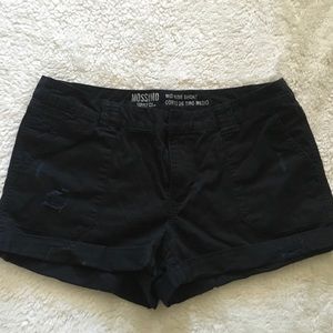 Mossimo distressed black mid rise shorts